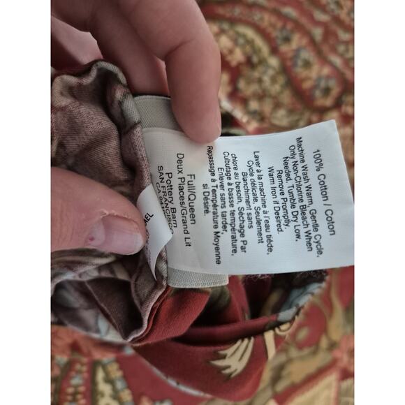 Pottery Barn Burgandy Green Floral Birds Clara Duvet Cover Full Queen - Picture 7 of 8